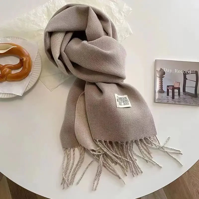 Korean Double-Sided Thermal Fringe Shawl - Unisex