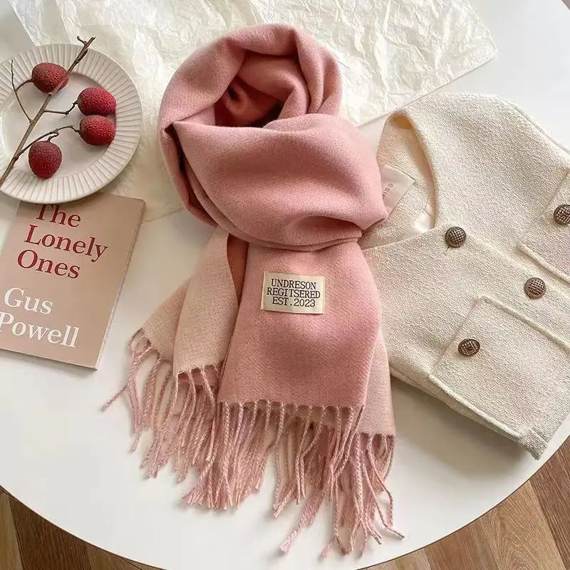 Korean Double-Sided Thermal Fringe Shawl - Unisex