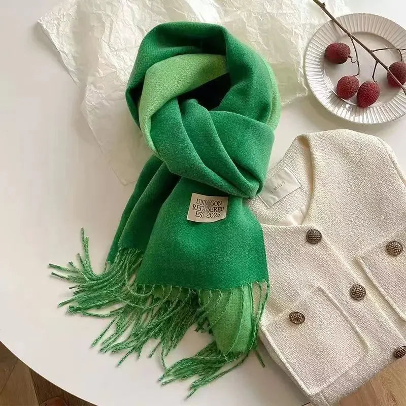 Korean Double-Sided Thermal Fringe Shawl - Unisex