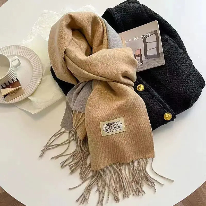 Korean Double-Sided Thermal Fringe Shawl - Unisex