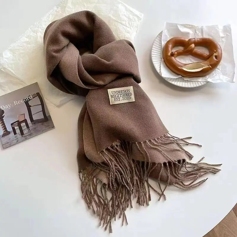 Korean Double-Sided Thermal Fringe Shawl - Unisex