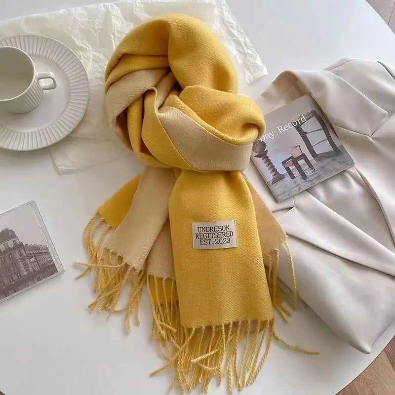 Korean Double-Sided Thermal Fringe Shawl - Unisex