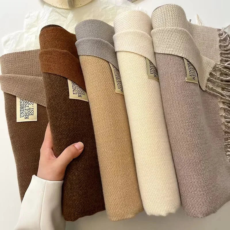 Korean Double-Sided Thermal Fringe Shawl - Unisex