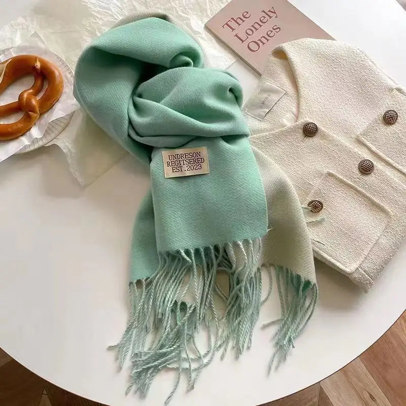 Korean Double-Sided Thermal Fringe Shawl - Unisex