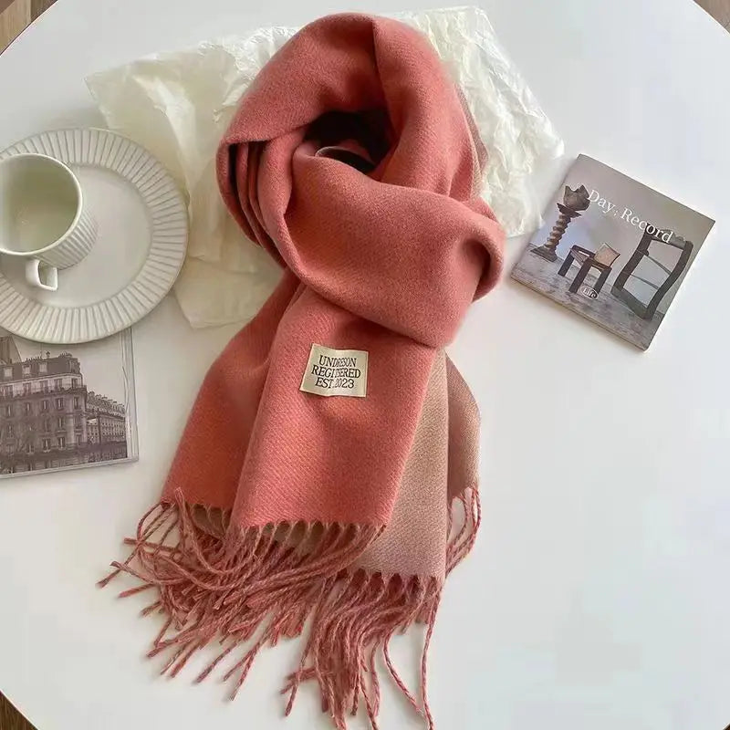 Korean Double-Sided Thermal Fringe Shawl - Unisex