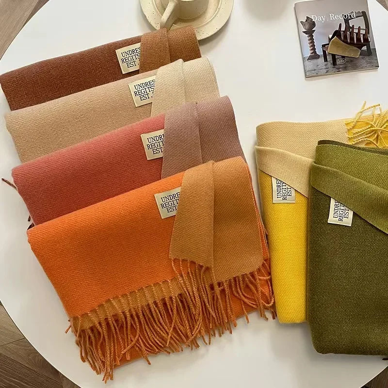 Korean Double-Sided Thermal Fringe Shawl - Unisex
