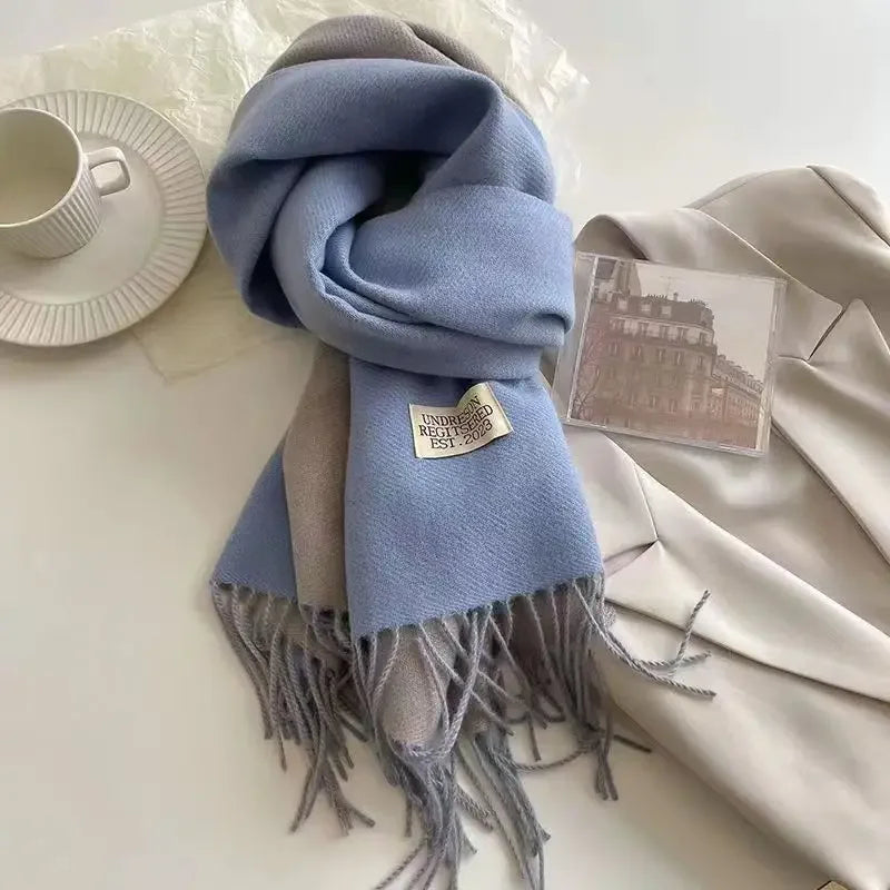 Korean Double-Sided Thermal Fringe Shawl - Unisex
