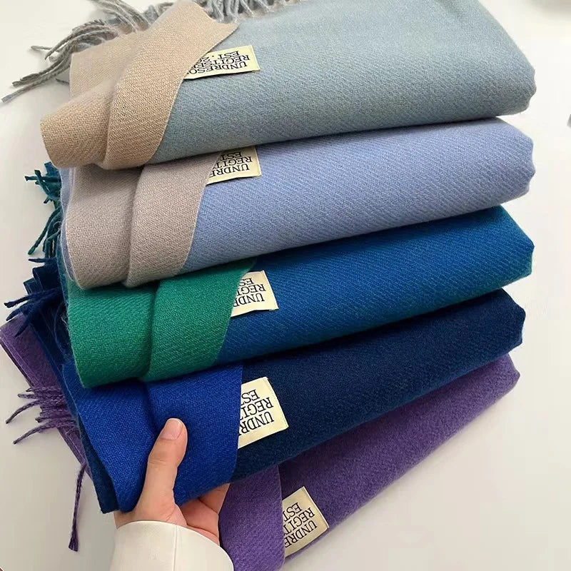 Korean Double-Sided Thermal Fringe Shawl - Unisex