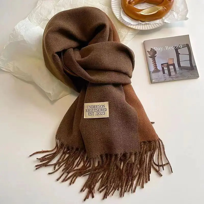 Korean Double-Sided Thermal Fringe Shawl - Unisex