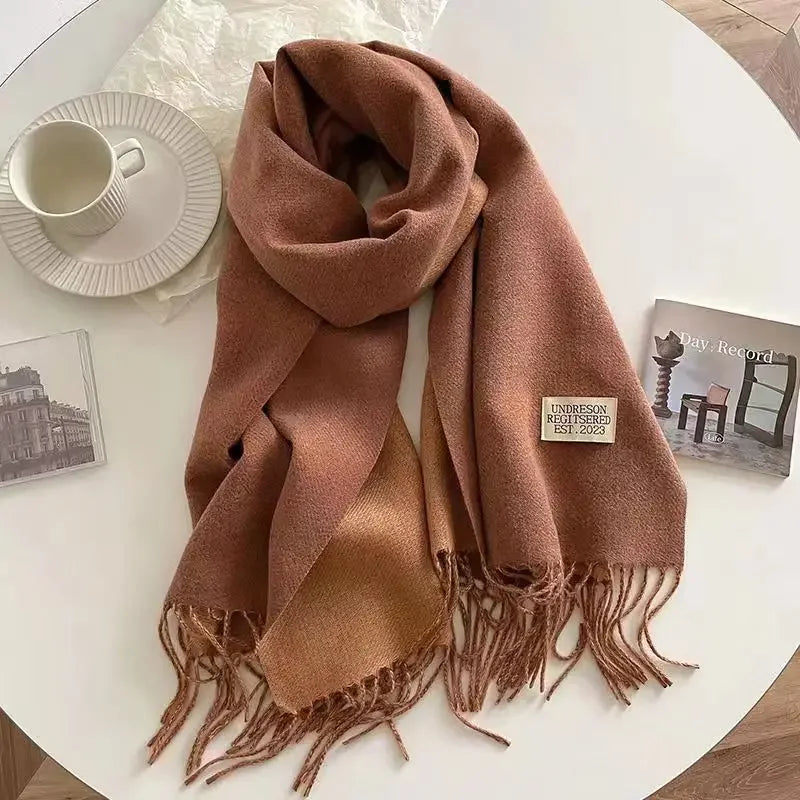 Korean Double-Sided Thermal Fringe Shawl - Unisex