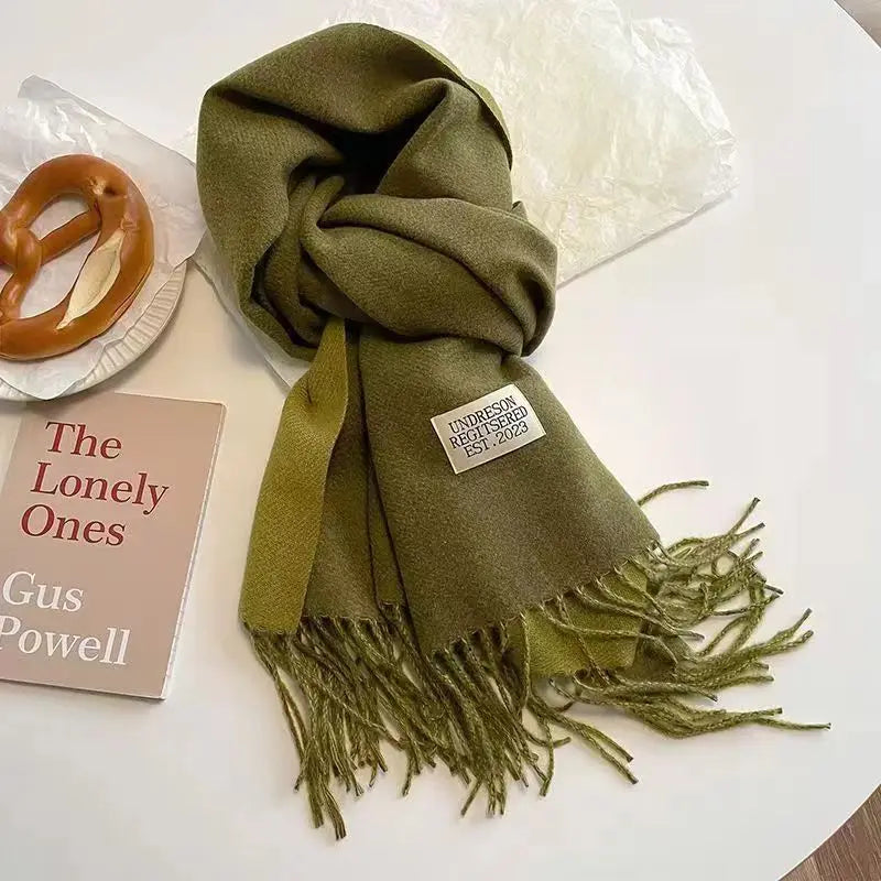Korean Double-Sided Thermal Fringe Shawl - Unisex