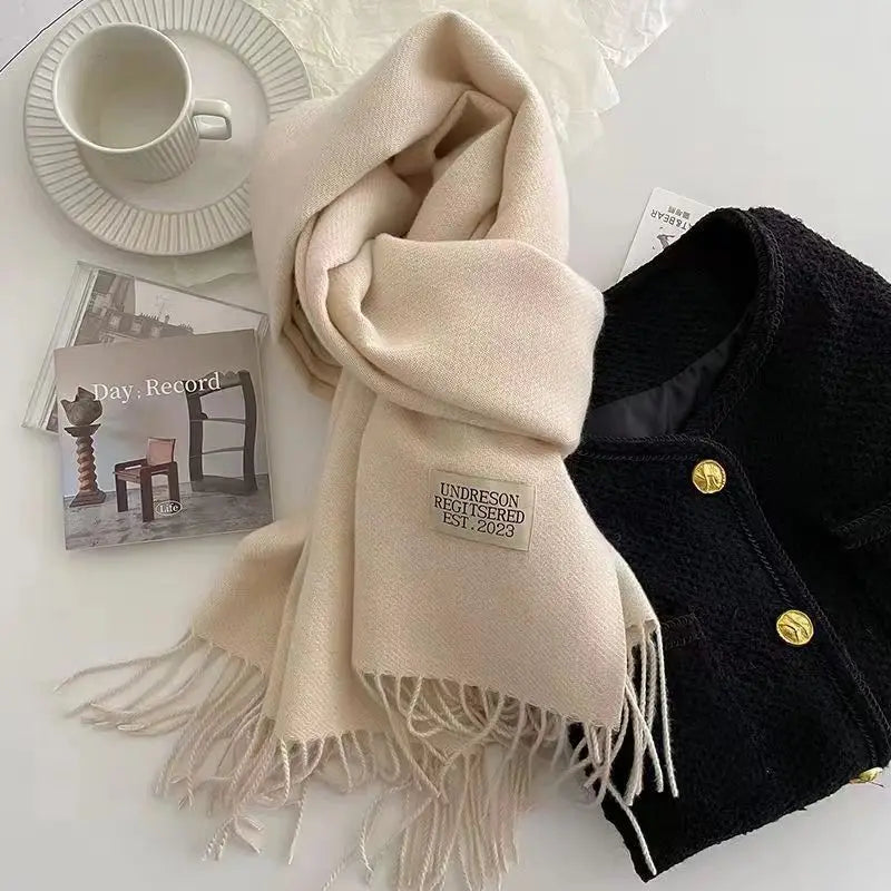 Korean Double-Sided Thermal Fringe Shawl - Unisex