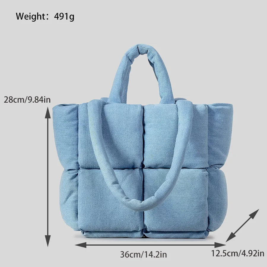 Denim-Puffer Tote Bag