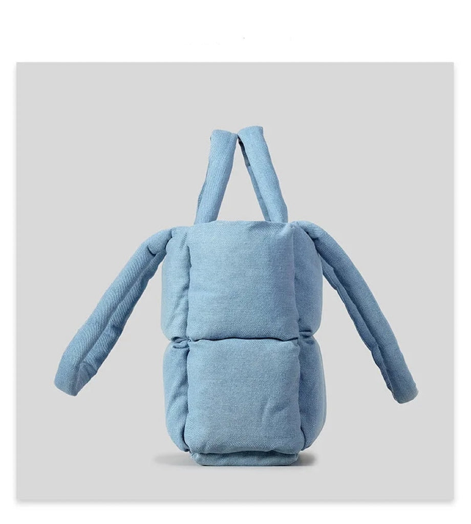 Denim-Puffer Tote Bag