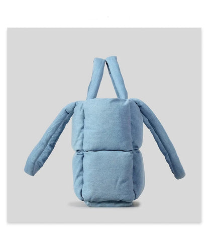 Denim-Puffer Tote Bag