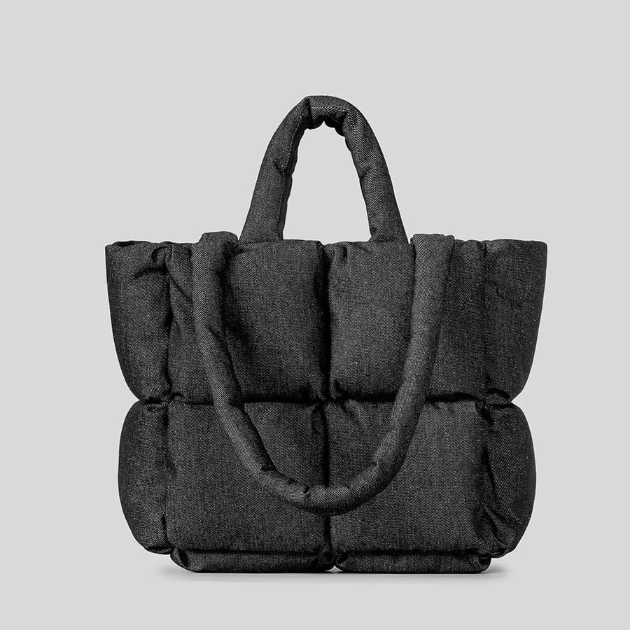 Denim-Puffer Tote Bag