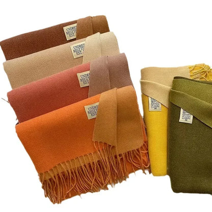 Korean Double-Sided Thermal Fringe Shawl - Unisex