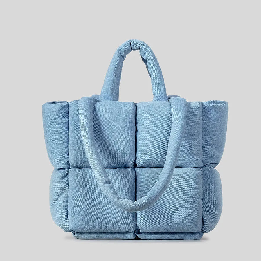 Denim-Puffer Tote Bag