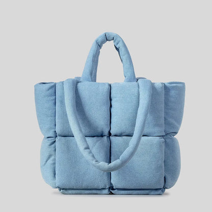 Denim-Puffer Tote Bag