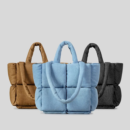 Denim-Puffer Tote Bag