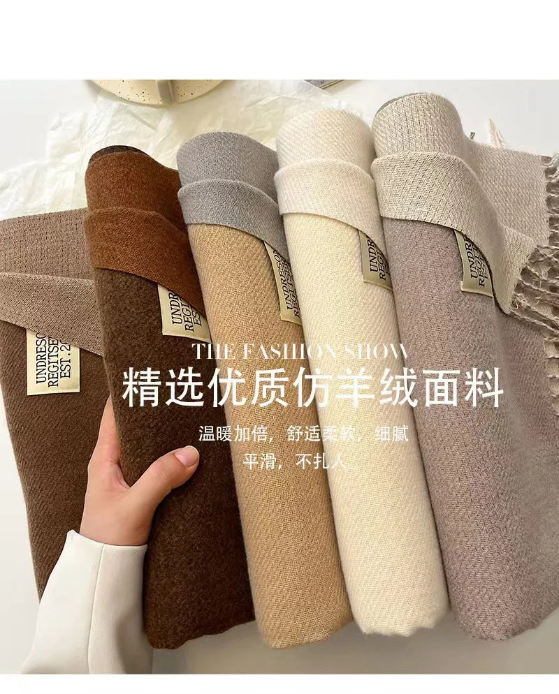 Korean Double-Sided Thermal Fringe Shawl - Unisex