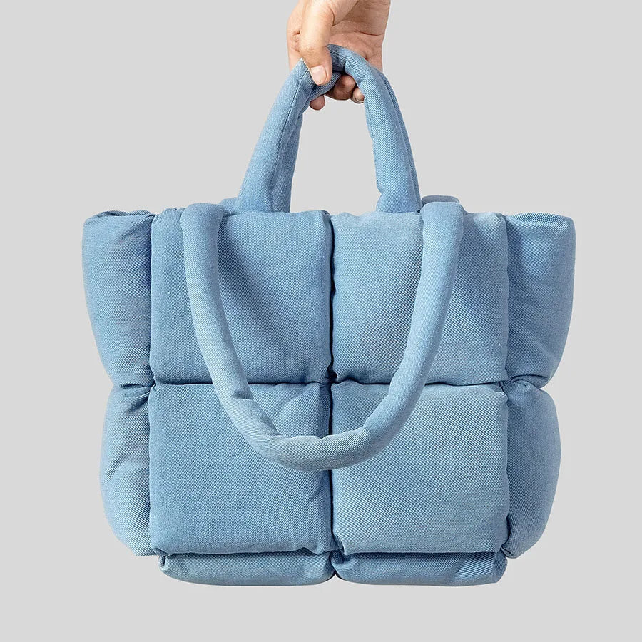 Denim-Puffer Tote Bag